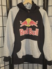 Red Bull Brand Logo Pullover Hoodie Vtg Size LARGE 100% COTTON