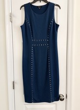 Studded Blue Dress Sleeveless Sheath Dress Women's Size 10