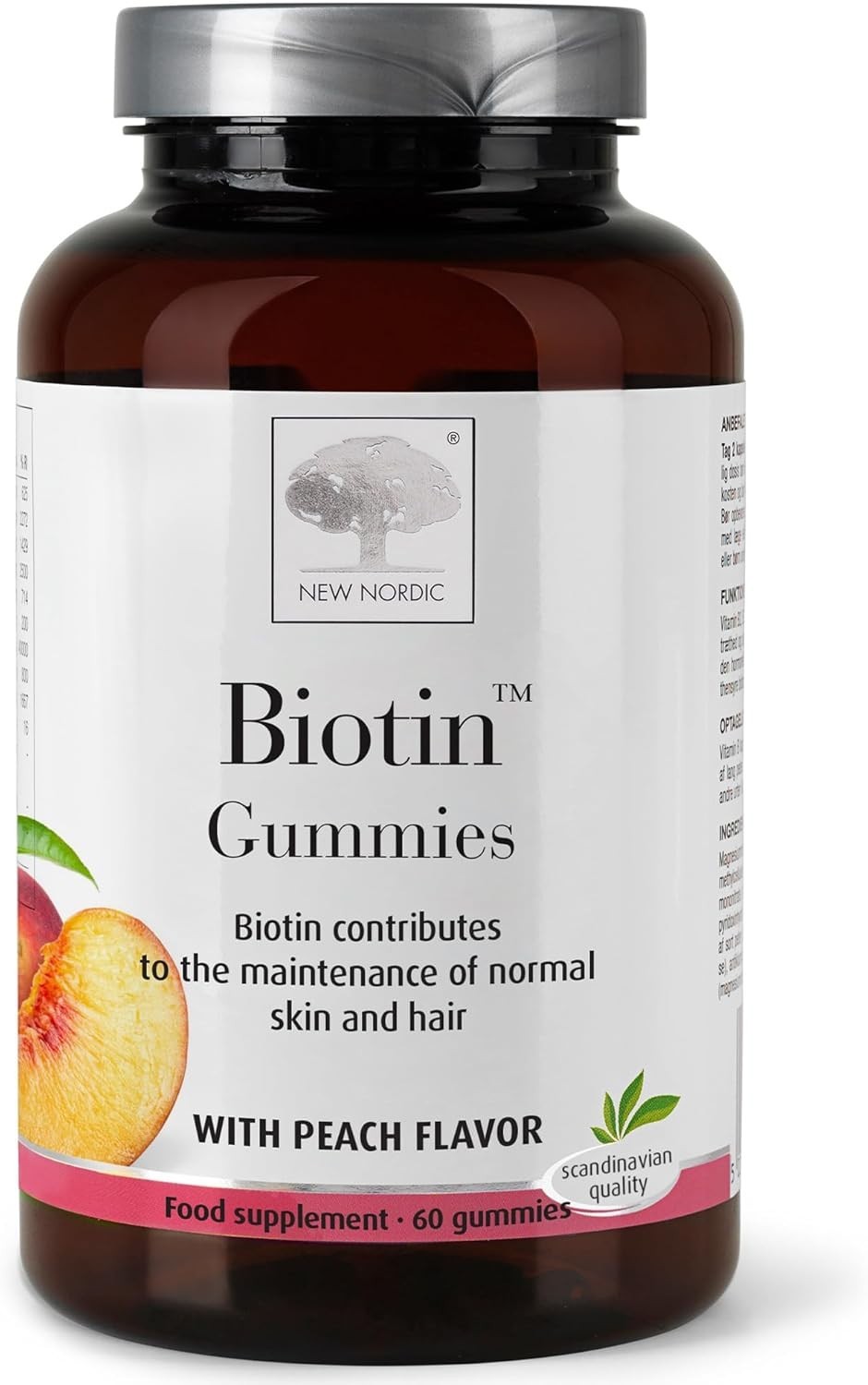Biotin Vegan Gummies Peach Flavour New Nordic for Normal Skin and Hair