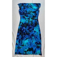 Ralph Lauren Women's Blue Floral Cowl Neck Dress Size 4 Knee Length