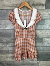 Kimchi Blue Maeve Mini Dress Size XS Brown Plaid Checked Urban Outfitters