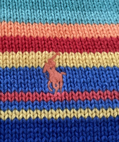 Polo Ralph Lauren cotton crewneck sweater,multi colored stripes, Sz M(10-12)NWOT - Picture 6 of 8