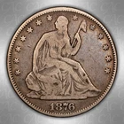 1876-P Liberty Seated Half Dollar  CACG VG DETAILS