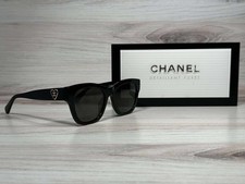 Chanel 5478 Black  Gold Square Heart Sunglasses - Ships Now 