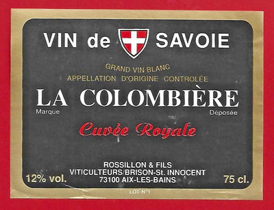 116-58 label large white wine LA COLOMBIÈRE Cuvée Royale J. ROSSILLON BRISON