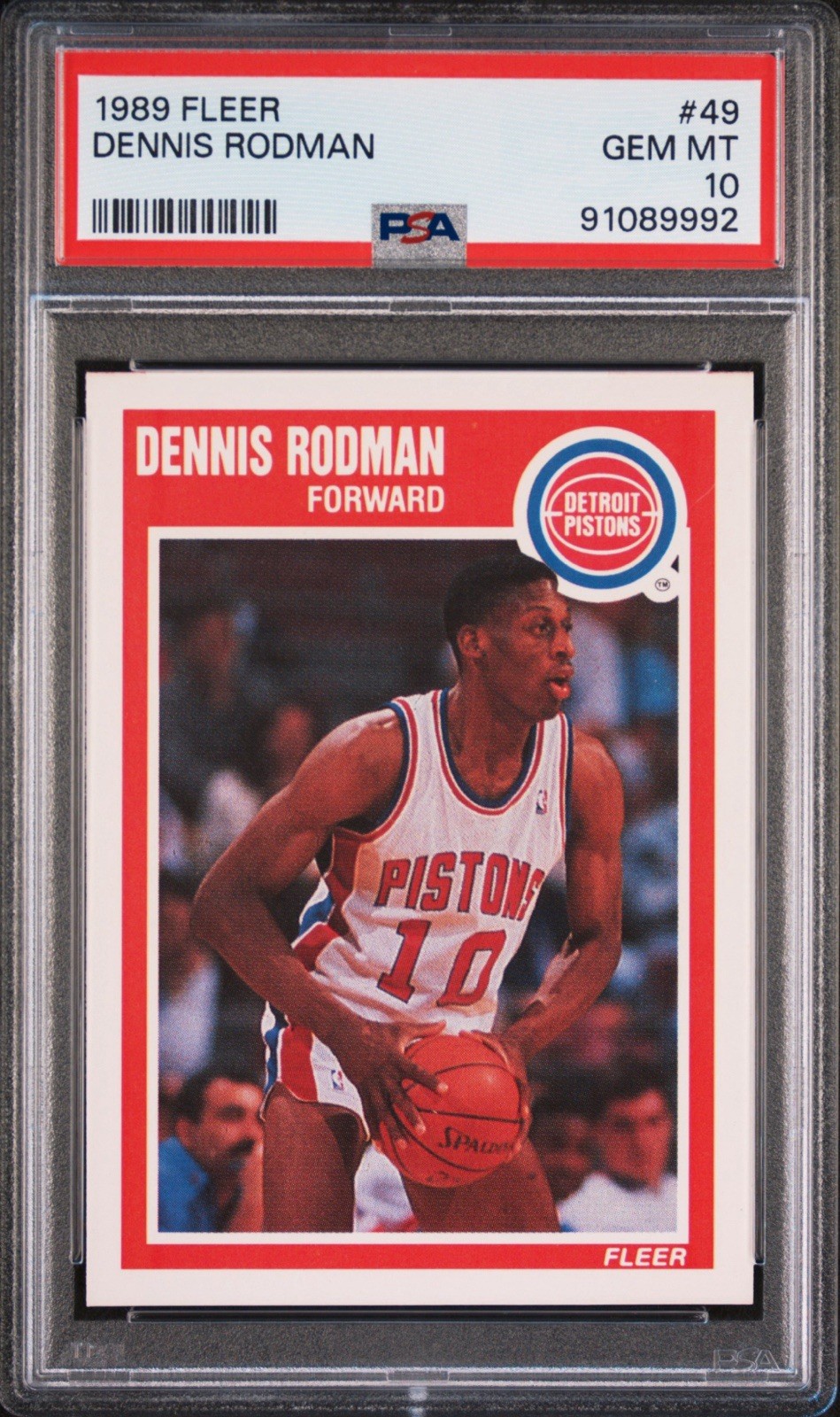 1989 Fleer Dennis Rodman #49 PSA 10 GEM MT HOF Detroit Pistons