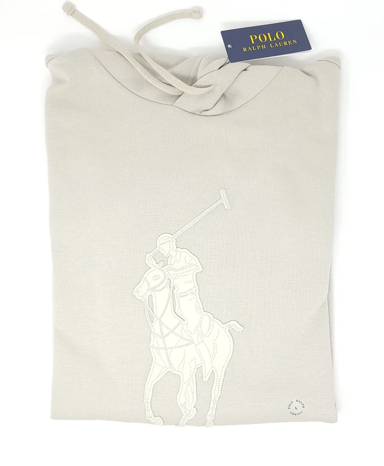 Polo Ralph Lauren Mens Beige Double Knit Leather Pony Hoodie - Image 1 of 4