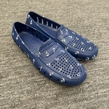 Floafers Country Club Driver Water Shoes Men 9 Navy Blue Anchor Loafer Nautical