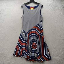Maeve Anthropologie Geometric Asymmetrical Hem Dress Navy Orange Women’s Size M