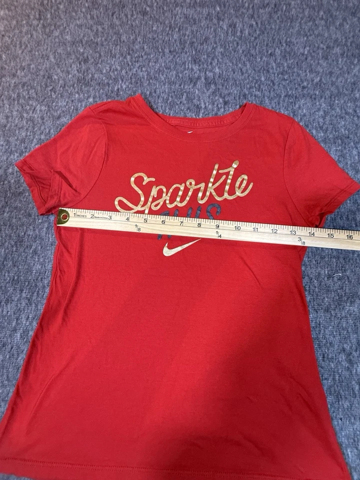 Футболка Nike для девочек «Sparkle This» топ красное золото спортивная огранка средний размер B03 - Изображение 3 из 4