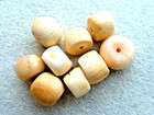 ANTIQUE 9  PCS  TUBE SHAPE WHITE CORAL  SHELL  TRADE BEADS  W/ A PINK TOUCH — photo 8