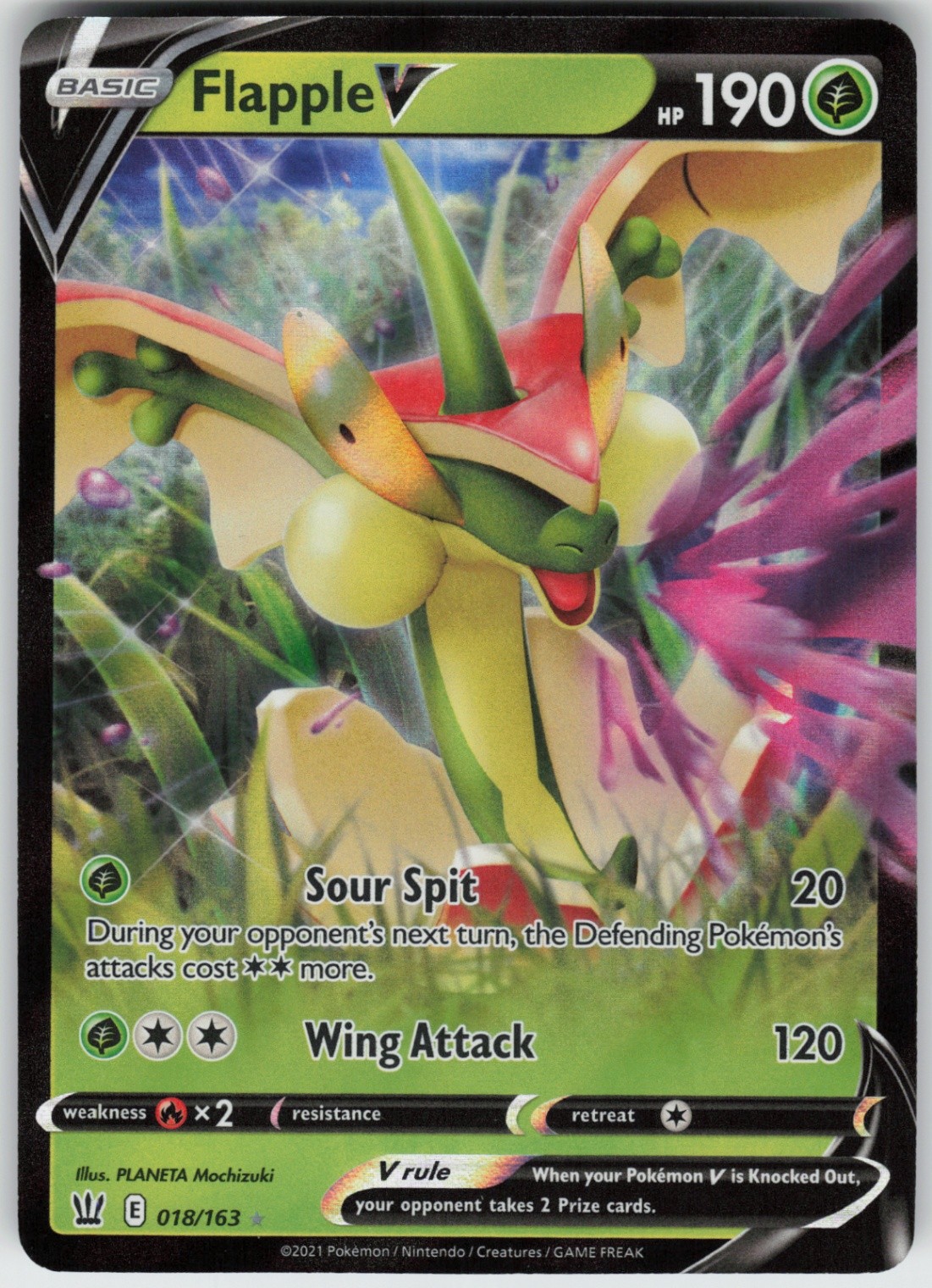 Foil Flapple V 018/163 SWSH05: Battle Styles Ultra Rare NM
