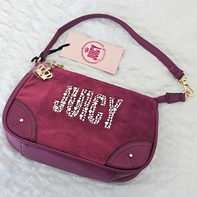 Juicy Couture Shine Bright Convertible Purse Wristlet Bag Plum Berry NWT