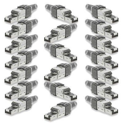 20x Netzwerkstecker CAT 7 Werkzeuglos RJ45 Netzwerk Stecker Verlegekabel Metall