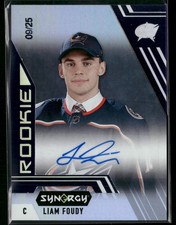 2020-21 Upper Deck Synergy #A-127 Liam Foudy Rookie Auto Portrait Purple #/25