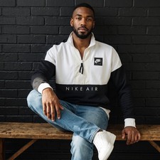 Nike Air Mens Half Zip Track Jacket Black White Colorblock 918324-100 Small