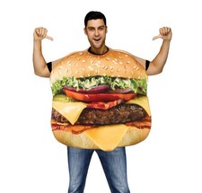 Cheeseburger Hamburger Halloween 3D Costume Adult One Size  Big  Fast Ship 