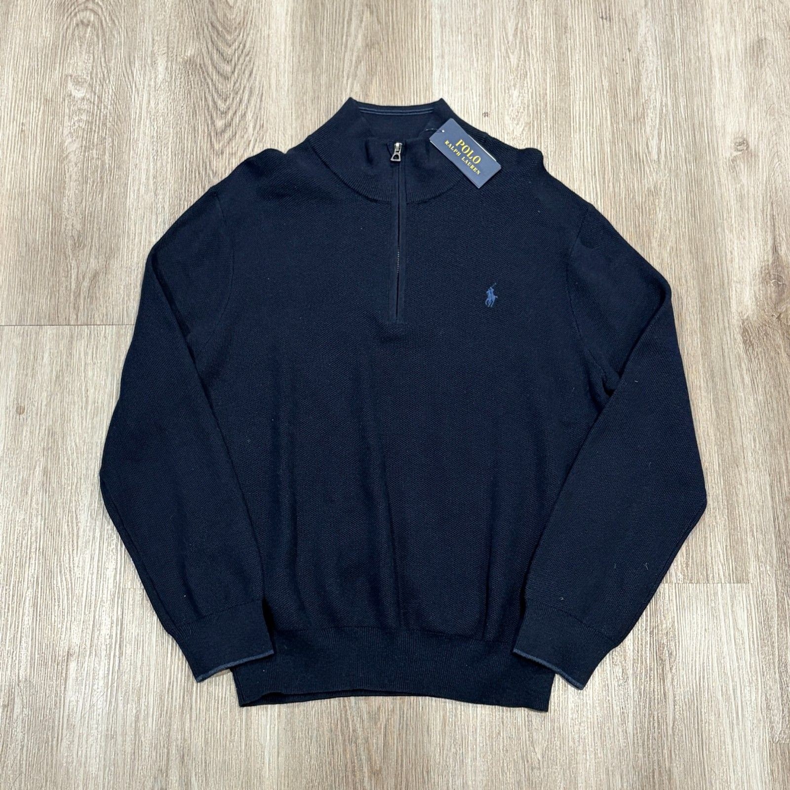 NWT Polo Ralph Lauren Men’s Blue Quarter Zip Sweater Size XL 100% Pima Cotton