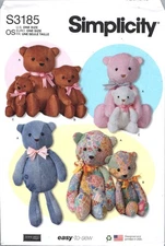 11 13 and 18 inch Memory Teddy Bear Simplicity Sewing Pattern EZ