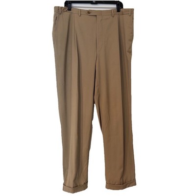 Canali Pleated Dress Pants, 40x32, Tan Or Khaki Color, Lightweight Wool