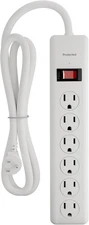  6-Outlet Power Strip Surge Protector 1-Pack, 4-Foot Extension Cord, 600 Joules