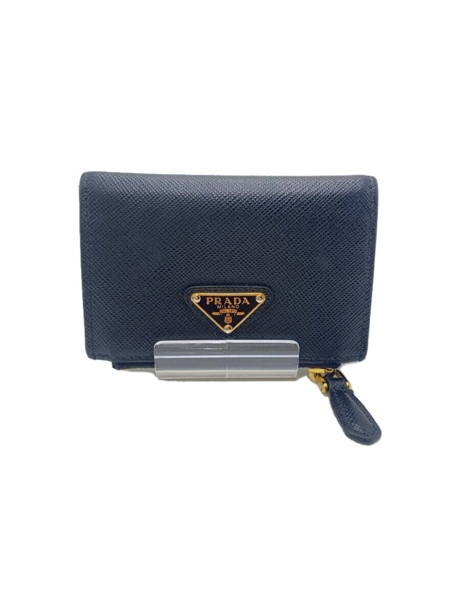 PRADA Card Case Leather BLK Plain Women's 1MC085
