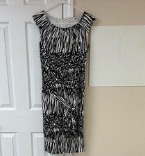 Calvin Klein Black and White Tie Front Midi Dress Black White Women’s Size 8