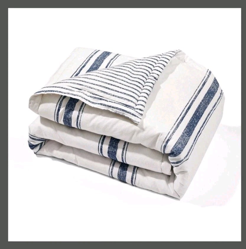 Target Lush Decor 50"x60" Farmhouse Navy Blue Pinstripe Cott