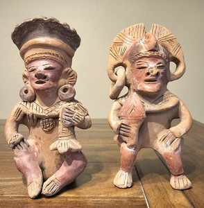 Pre Columbian Terracotta Figure Statue Man Woman, Vintage