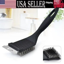 Stainless Steel BBQ Grill Brush and Scraper Set for Outdoor Grill