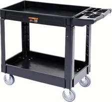 Utility Service Cart 2 Shelf 550LBS Heavy Duty Plastic Rolling Utility Cart