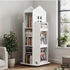 3 Tier Rotating Bookshelf 360 Swivel Bookcase Floor Standing Storage Rack UK