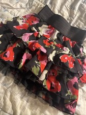 Children  s Place Black Floral Skirt With Black Lace Ruffle Bottom Sz 4