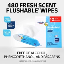 Equate Fresh Scent Flushable Wipes, 5 Resealable Packs 480 Total Wipes 10 PACK
