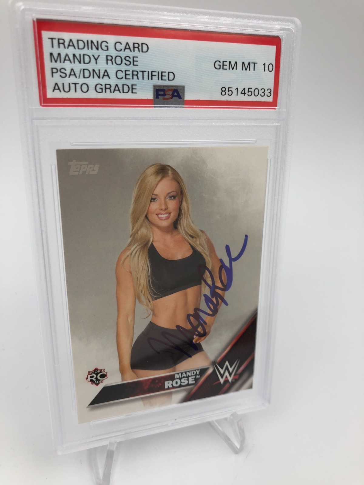 MANDY ROSE AUTO Signed on Card Rookie 2016 TOPPS WWE Auto grade PSA GEM MT 10 view 6