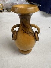 Hand Turned Spalted Maple Wood Vase Captive Ring Turned Art Vase 6 Unsigned