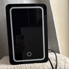 Black Gloss Mini Fridge Single Door LED Lighting Freestanding 1 Shelf Tabletop