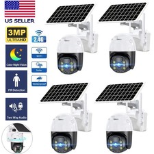 WiFi6 Wireless Security Camera Syetem Solar Battery Powered 3MP IP65 PTZ 4PACK