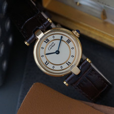 Cartier 1990s Vendome .925 Vermeil Small 24 mm 590004 Quartz 12