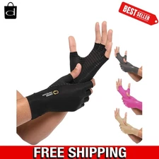 Therapeutic Copper Infused Fingerless Gloves for Carpal Tunnel Support, M Size
