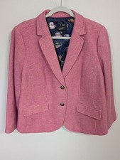 Talbots Aberdeen Sz 16 Petite Pink Herringbone Wool Blend Blazer Teapot Liner