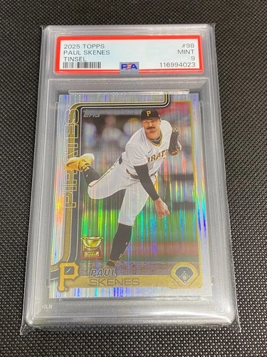 2025 Topps #98 Paul Skenes Tinsel Meijer Exclusive SP Rookie Cup PSA 9 POP1
