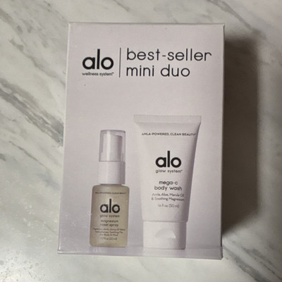 Alo Glow System Mini Duo Set: Magnesium Spray 0.7oz + Body Wash 1.6oz