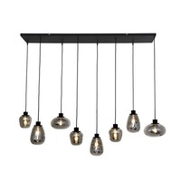 Pendelleuchte Esszimmer Glas Metall Schwarz Rauchgrau 145 Cm HäNgelampe Blendarm