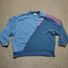 ADIDAS Sweatshirt Women L Sliced Trefoil Crewneck Pullover Cotton Blend Classic