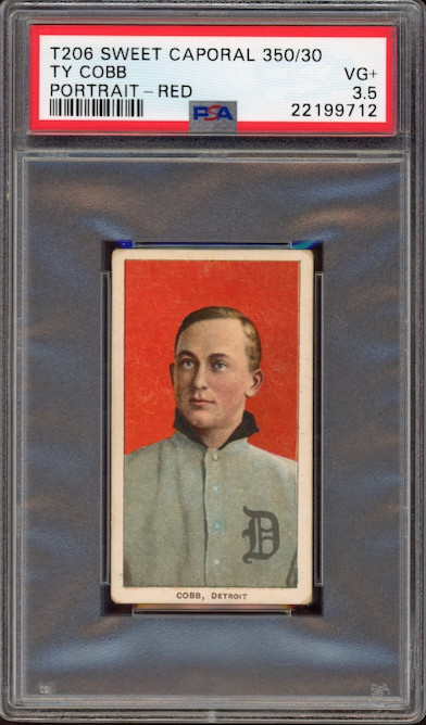 T206 Sweet Caporal 350/30 Ty Cobb Portrait - Red PSA VG+ 3.5