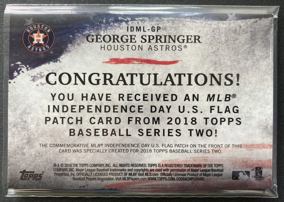2018 Topps Independance Day U.S. Flag Relics #IDML-GP George Springer - Image 2 of 2