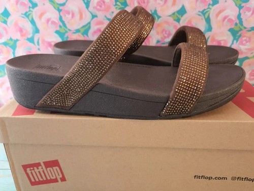 FitFlop Lottie Shimmer Crystal Microfiber Slide Sandal Sz 10 Bronze-NEW | eBay