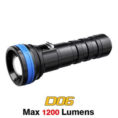XTAR D06 1200 LED Magnetic Flood Beam Scuba Diving Flashlight Torch