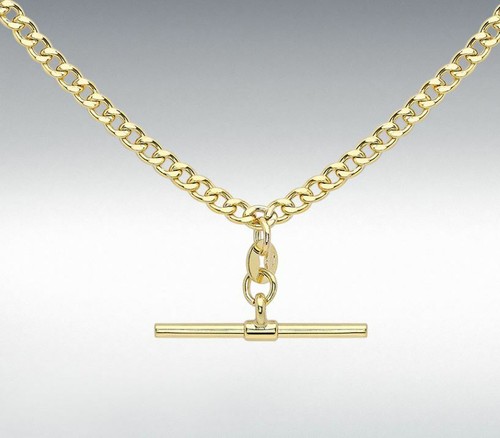 9ct Yellow Gold Curb T.Bar Necklace 18 